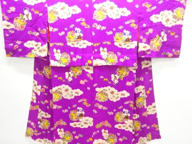 JAPANESE KIMONO / ANTIQUE NISHIKI KIMONO FOR SUMMER GOSHO DOLL / FLOWE